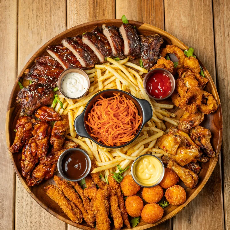 Snack set on a wooden board