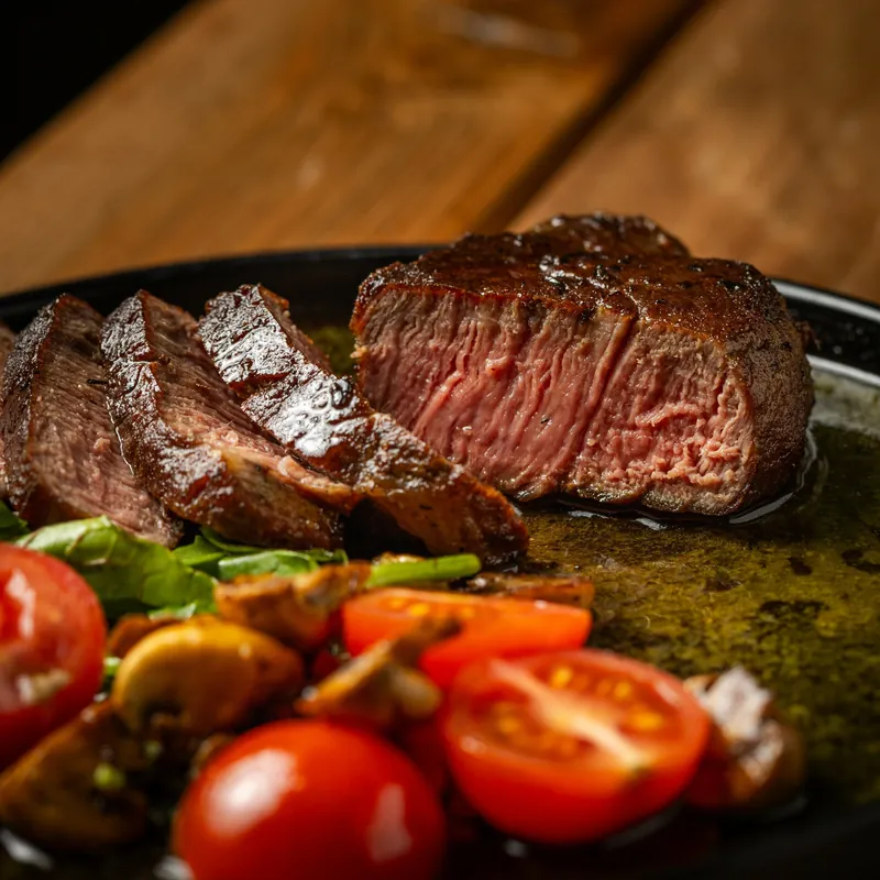 Steak with cherry tomatoes